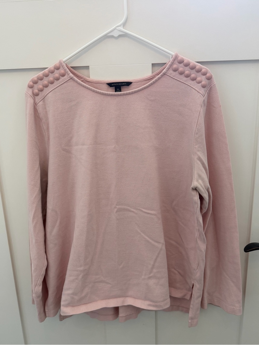 Banana Republic Blush Pink Long-Sleeve Sweatshirt with Shoulder Button Detail